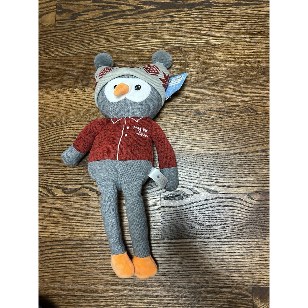 Spark Create Imagine Owl Plush My First Winter Rattle Holiday Baby Toy 18" NEW